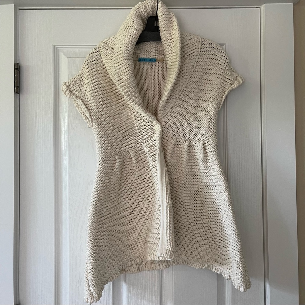 Alice & Olivia cotton chunky-knit short sleeve cardi